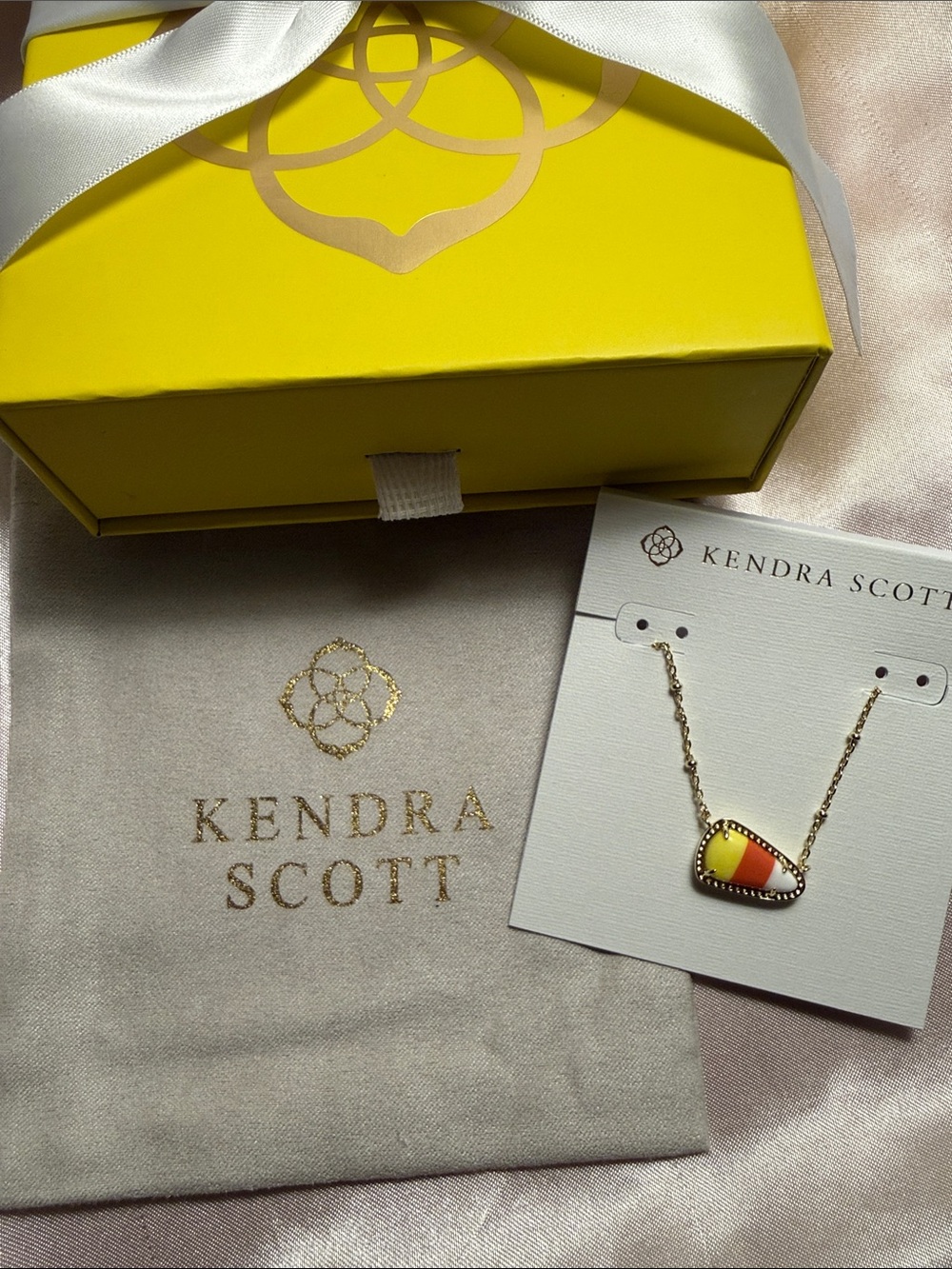 Kendra Scott Gold Necklace with Candy Corn Pendant
